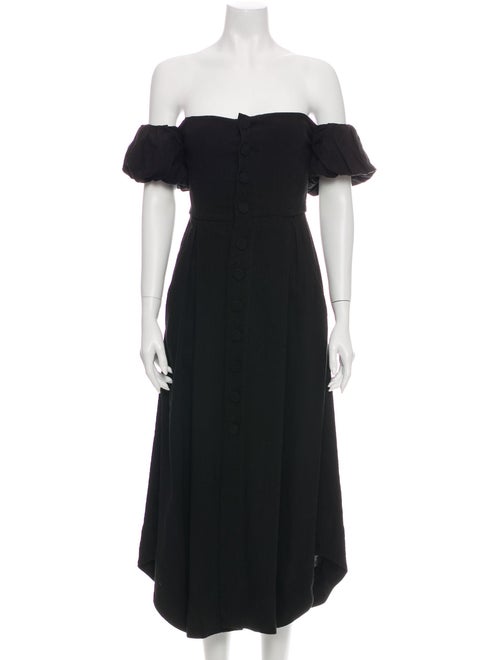 Whit Off-The-Shoulder Midi Length Dress Black