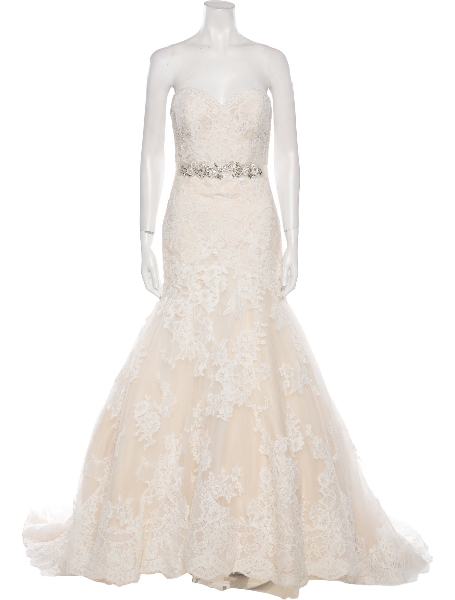 White One Collection Lace Pattern Long Dress