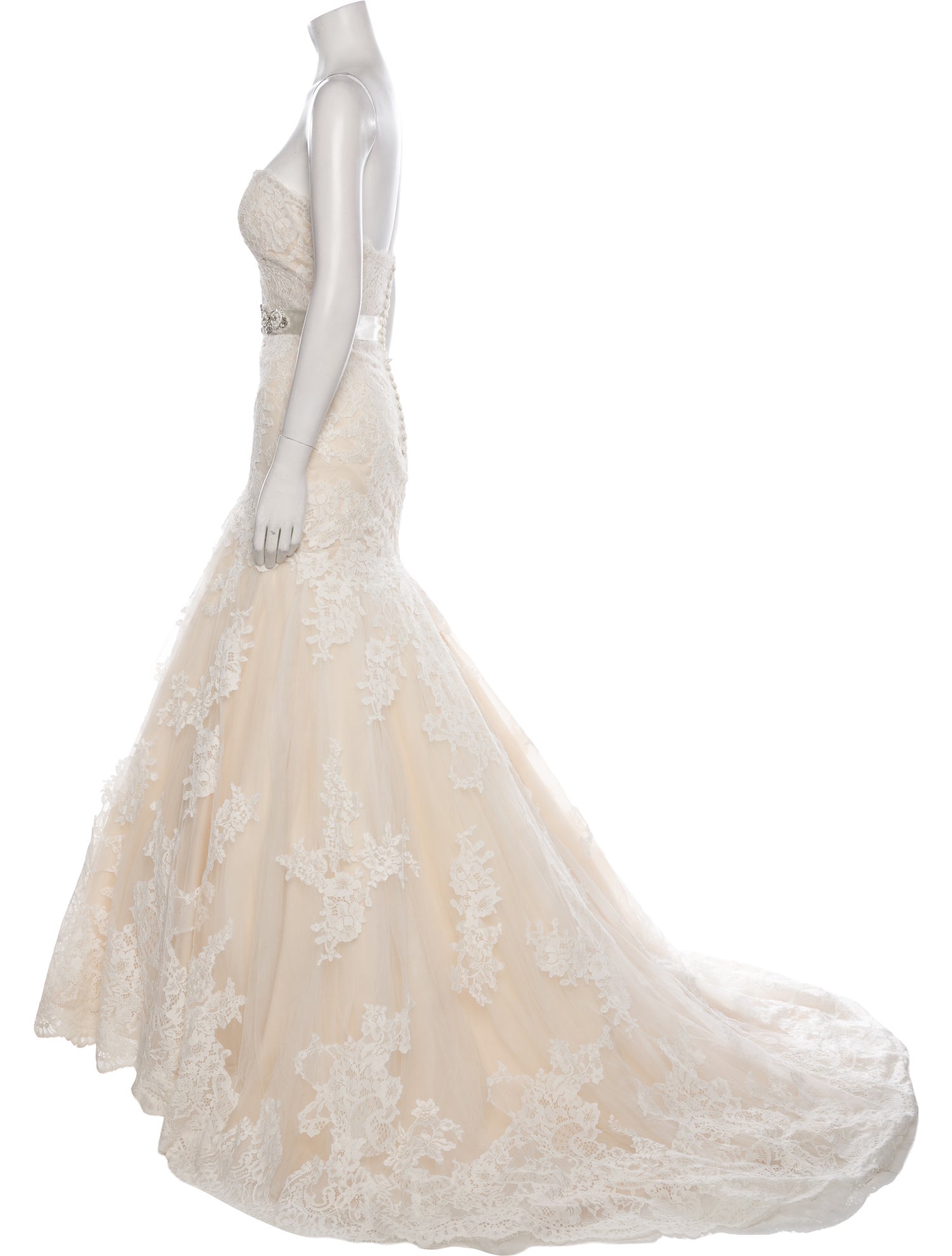 White One Collection Lace Pattern Long Dress