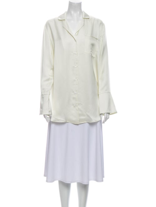 White Story Long Sleeve Button-Up Top White