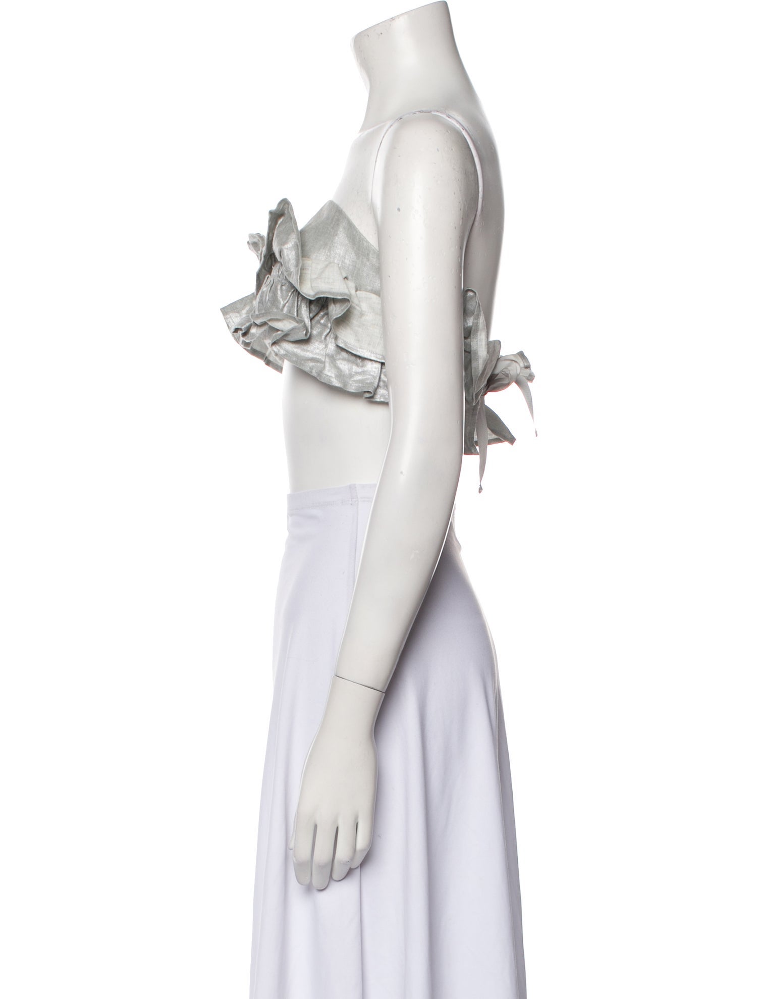 White Story Linen Strapless Crop Top