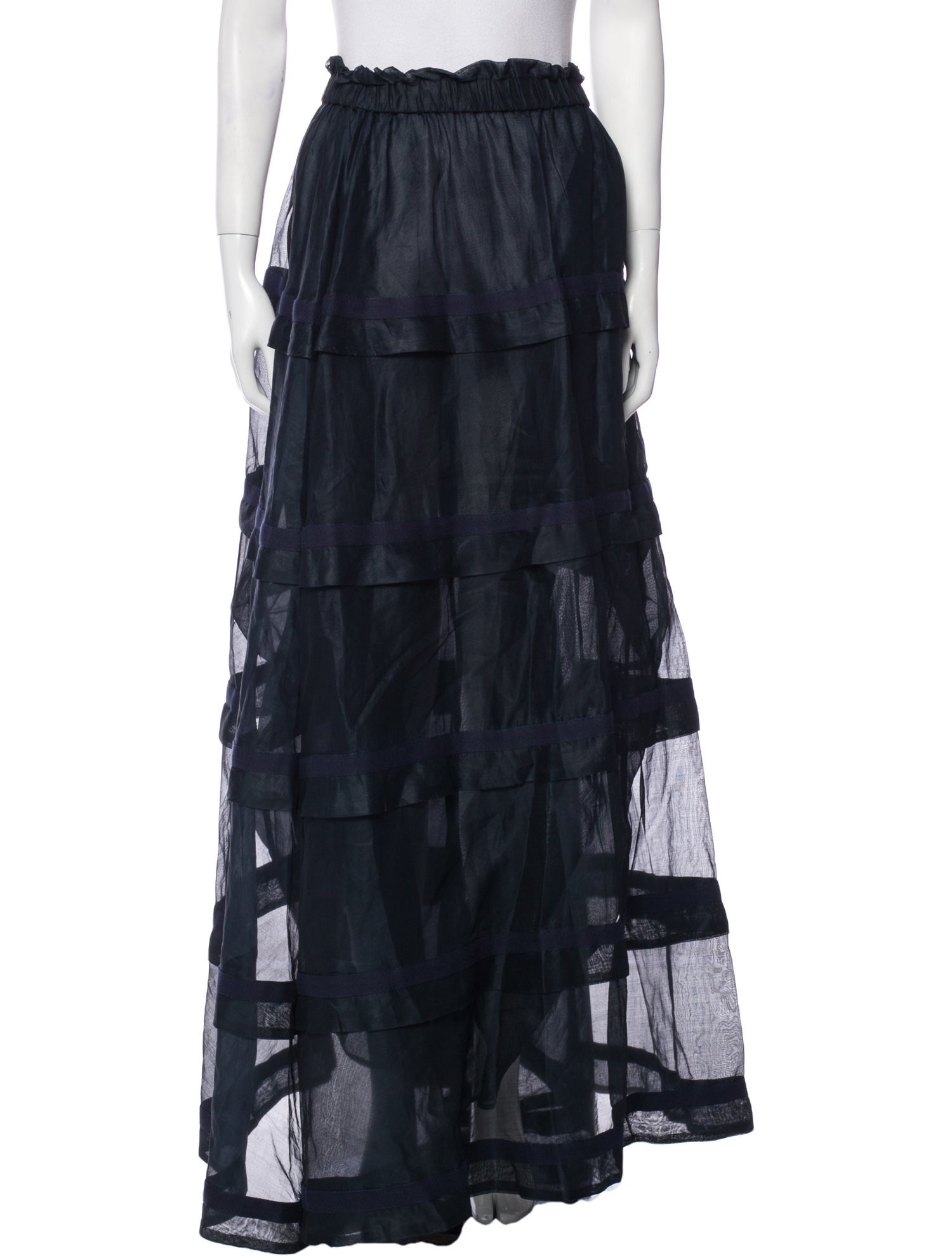 White Story Ruffle Embellishment Long Skirt