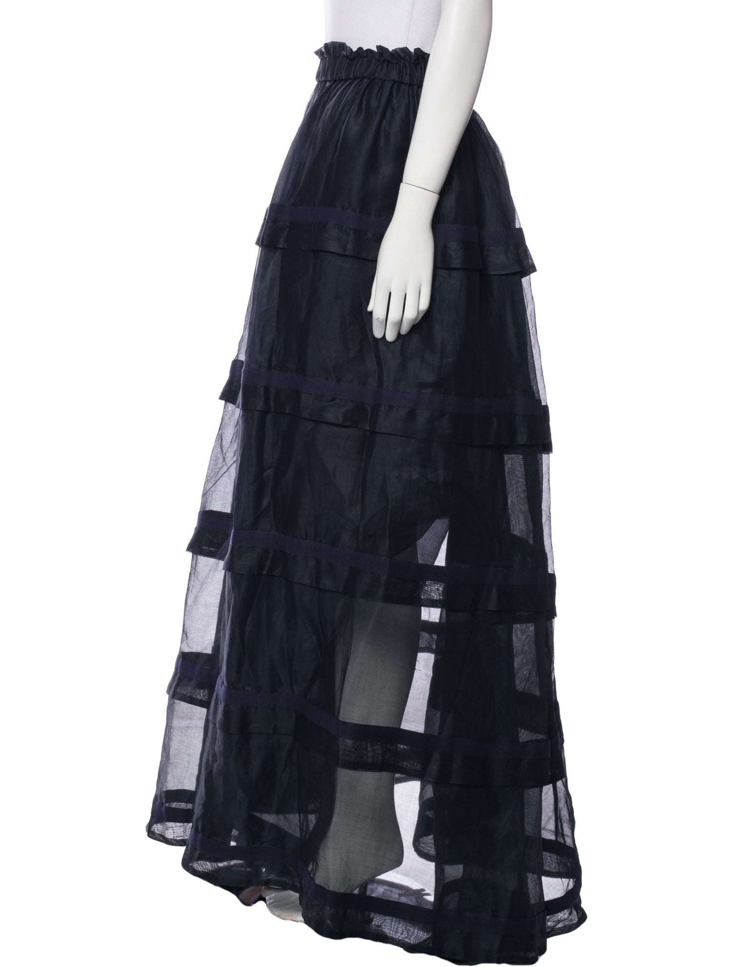 White Story Ruffle Embellishment Long Skirt