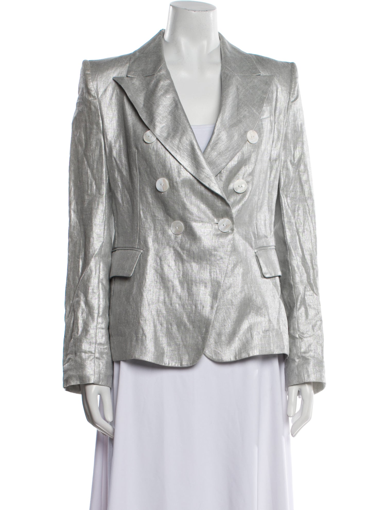 White Story Linen Printed Blazer