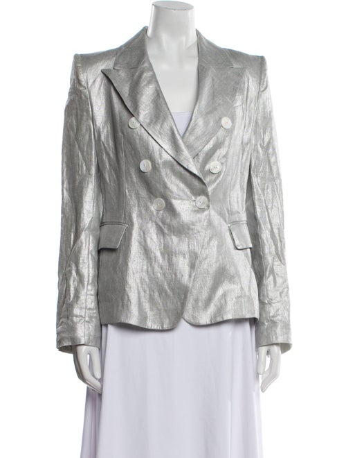 White Story Linen Printed Blazer