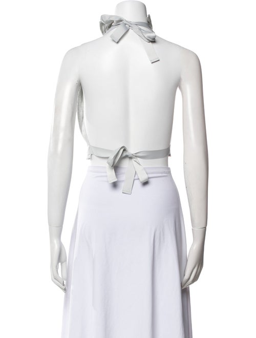 White Story Linen Mock Neck Crop Top