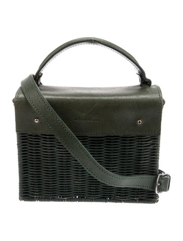 Pre-owned Wicker Wings Wicker Top Handle Bag In Green