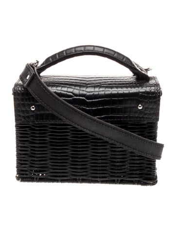 Pre-owned Wicker Wings Wicker Top Handle Bag In Black