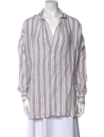 Wiggy Kit Tops Linen Striped Tunic XS