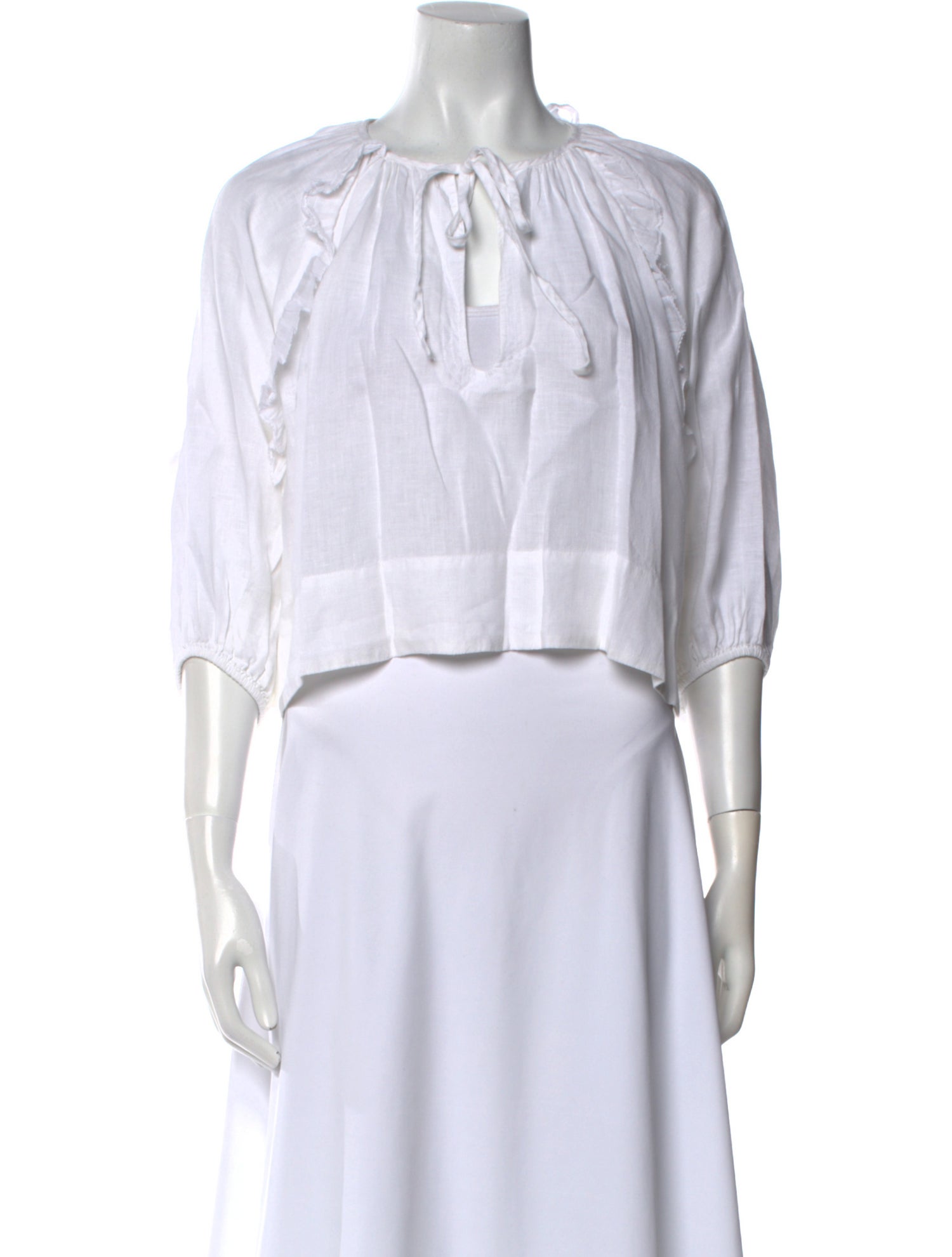 Wiggy Kit Linen Crew Neck Crop Top