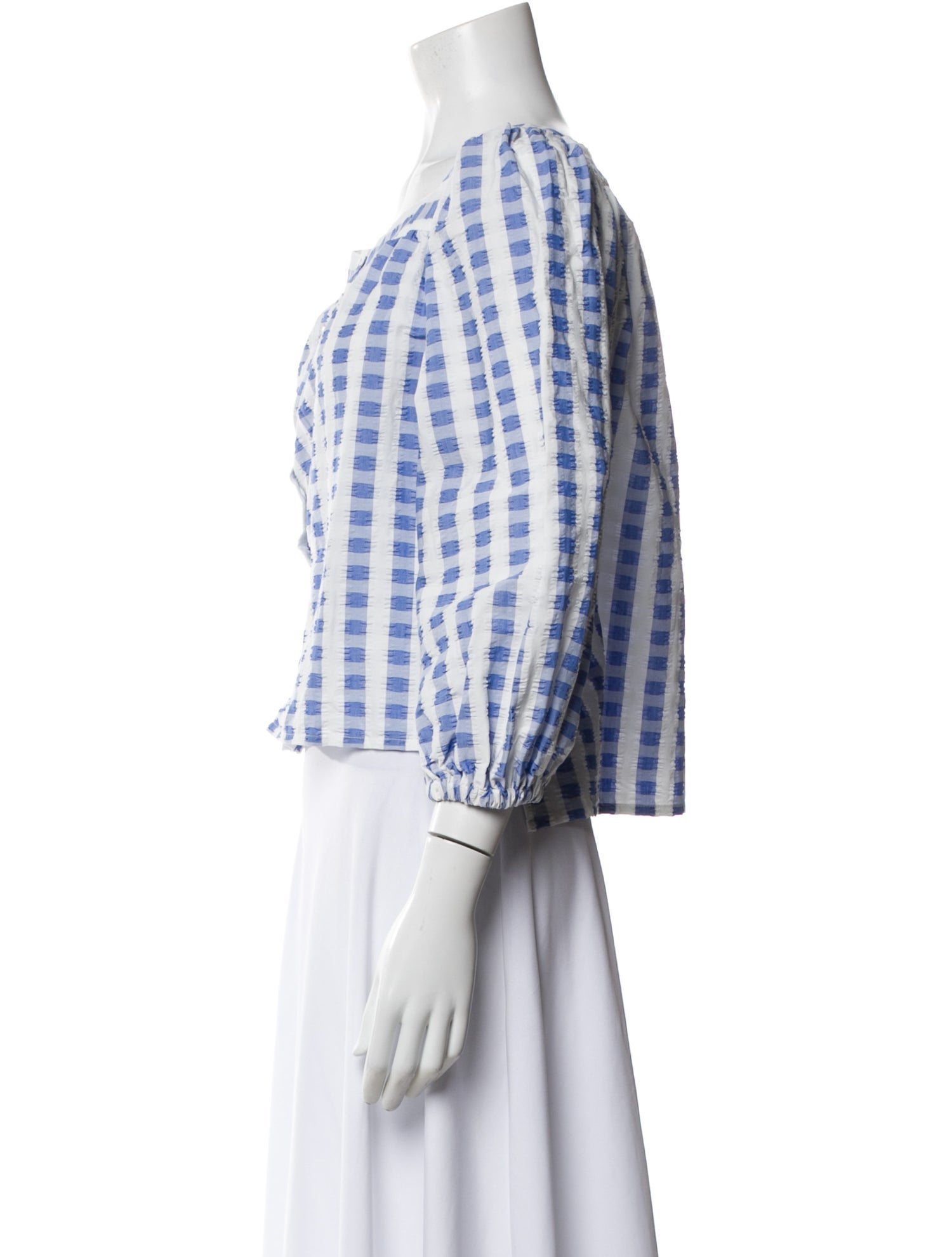 Wiggy Kit Plaid Print Square Neckline Top