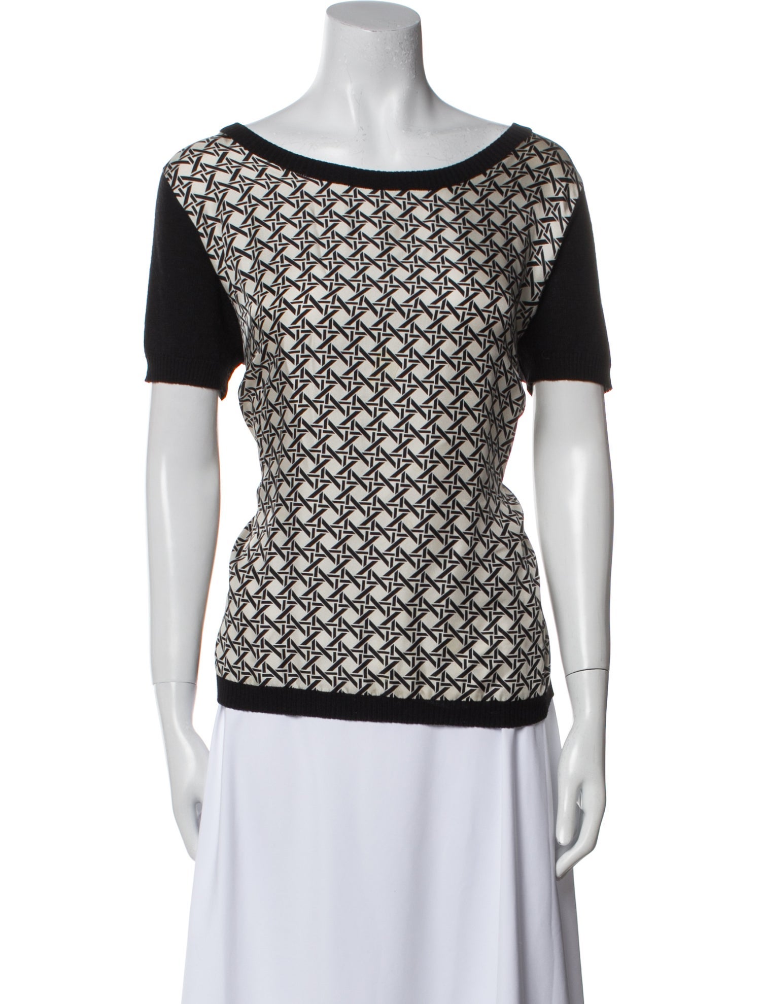 Weill Printed Bateau Neckline Top