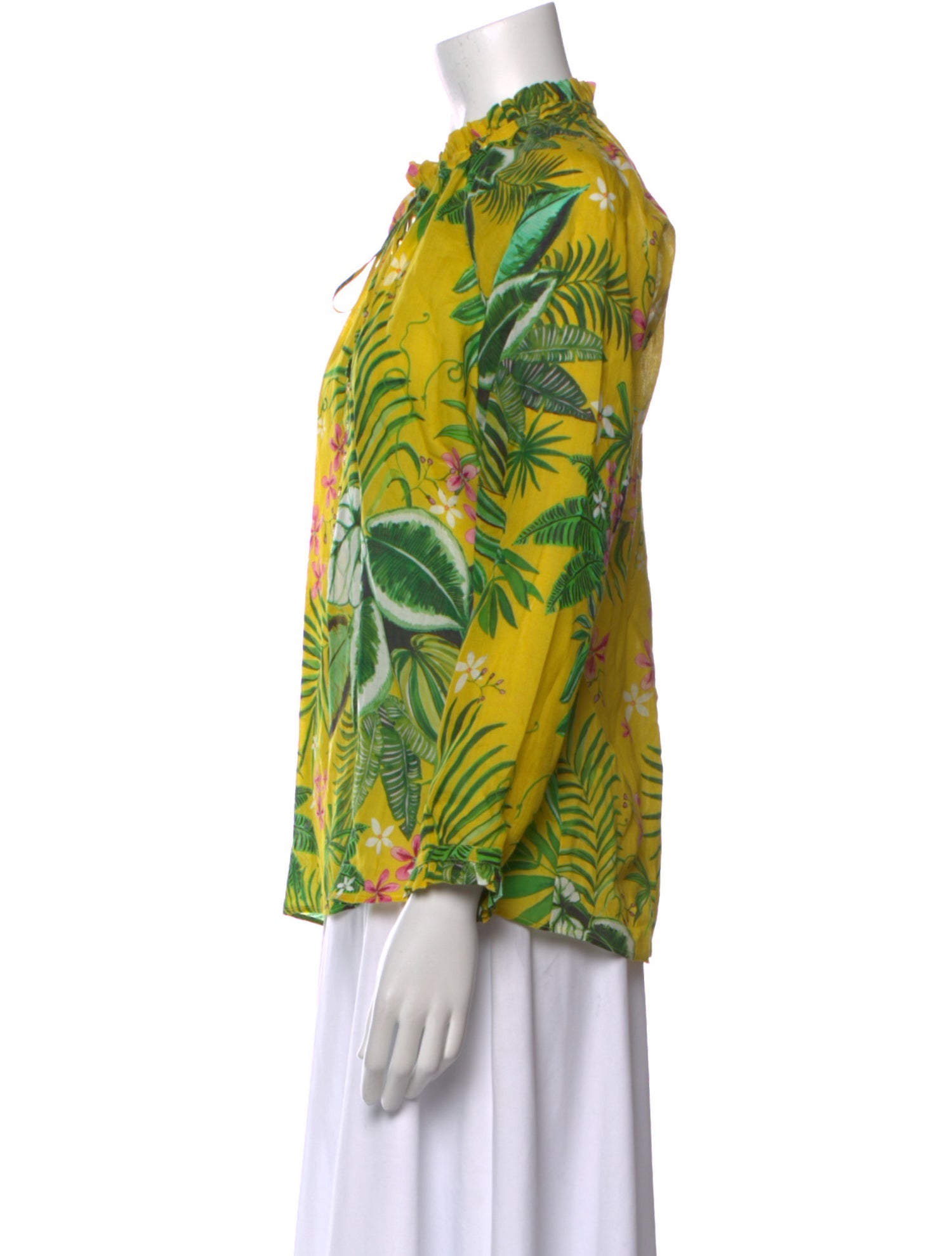 Weill Floral Print Mock Neck Blouse