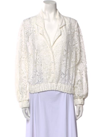 WaiMari Tops Lace Pattern V-Neck Blouse L