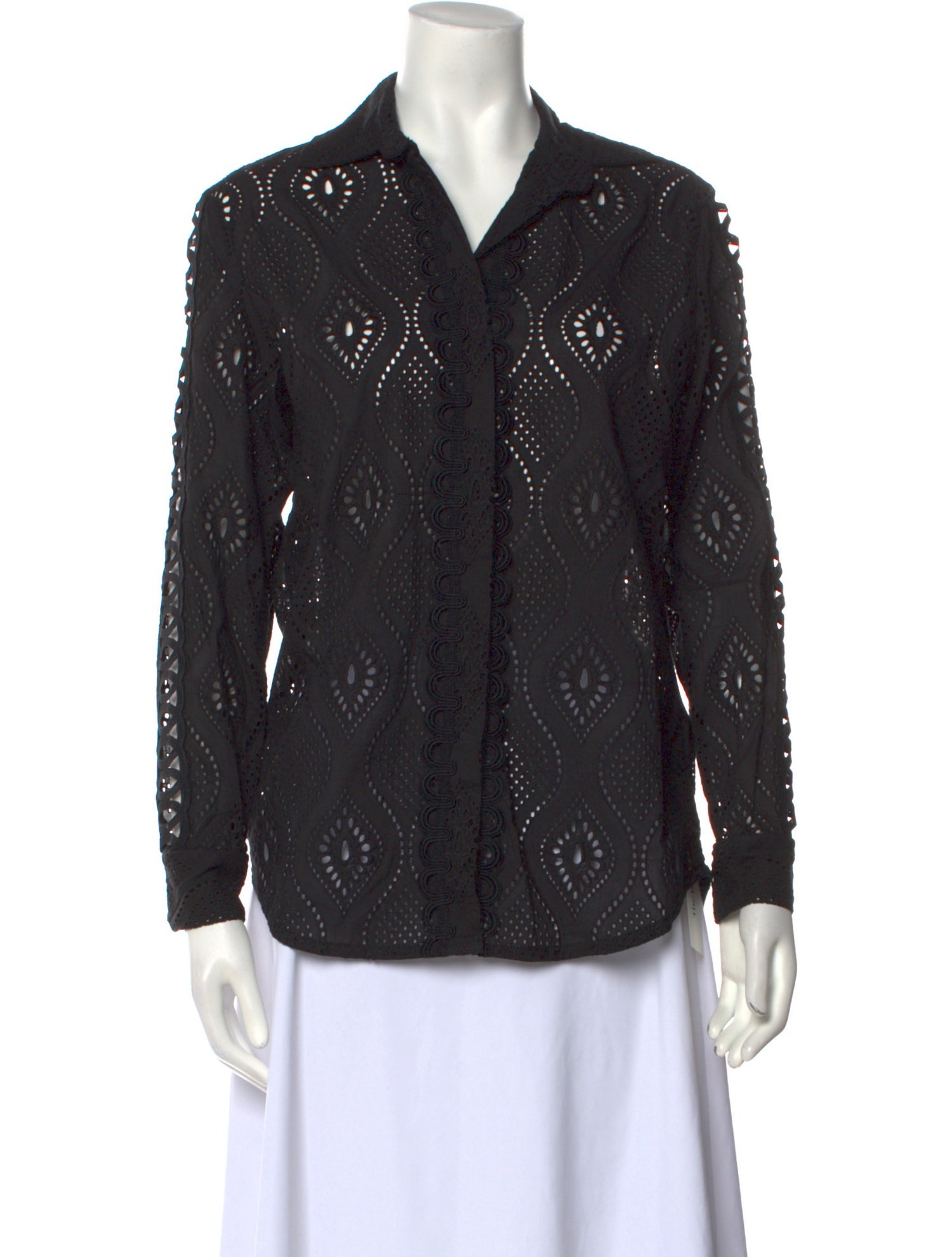 WaiMari Lace Pattern Long Sleeve Button-Up Top w/ Tags