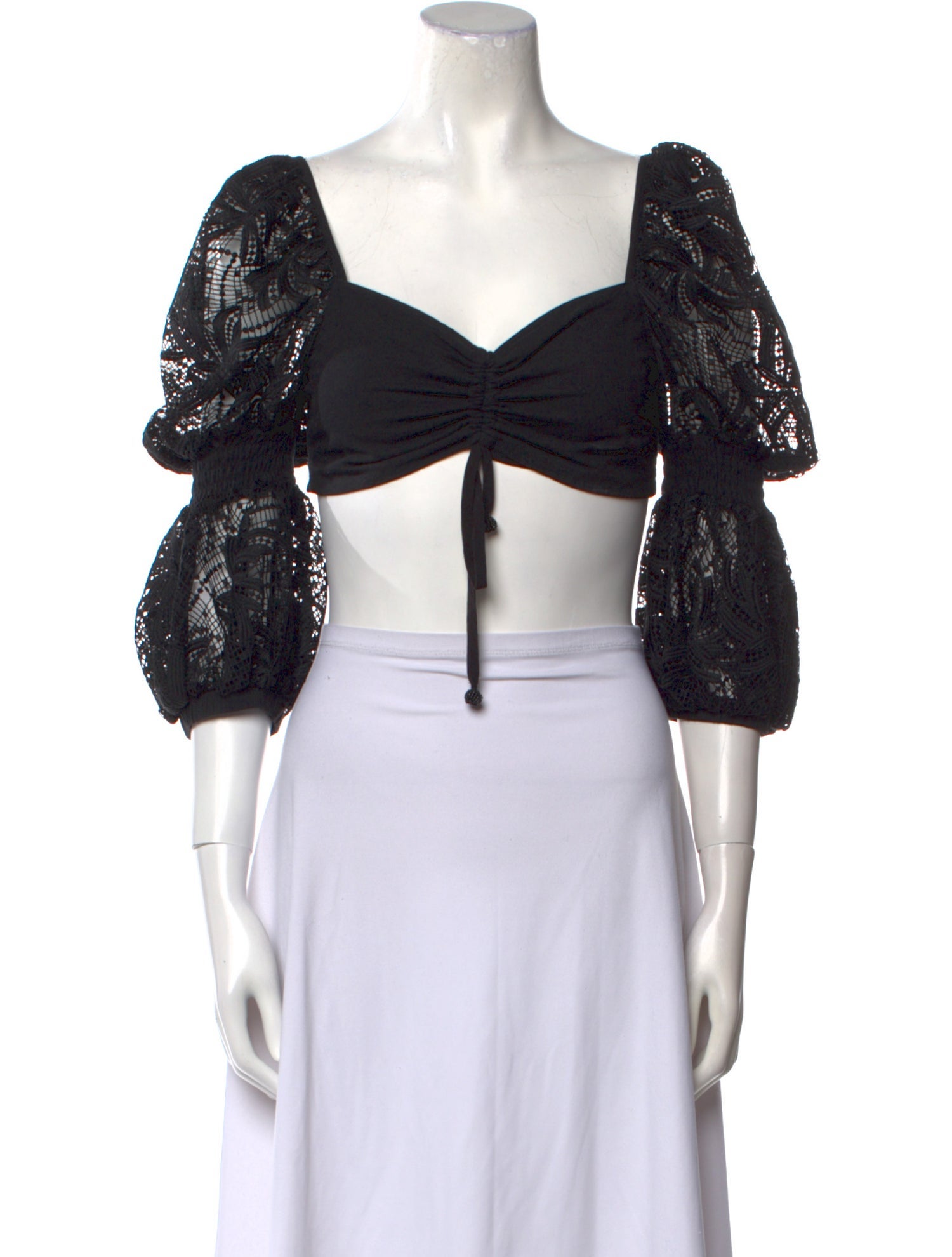 WaiMari Square Neckline Three-Quarter Sleeve Crop Top