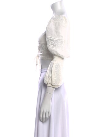 WaiMari Square Neckline Three-Quarter Sleeve Crop Top