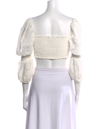 WaiMari Square Neckline Three-Quarter Sleeve Crop Top