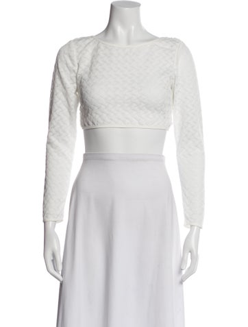 Pre-owned Waimari Crew Neck Long Sleeve Crop Top W/ Tags In White