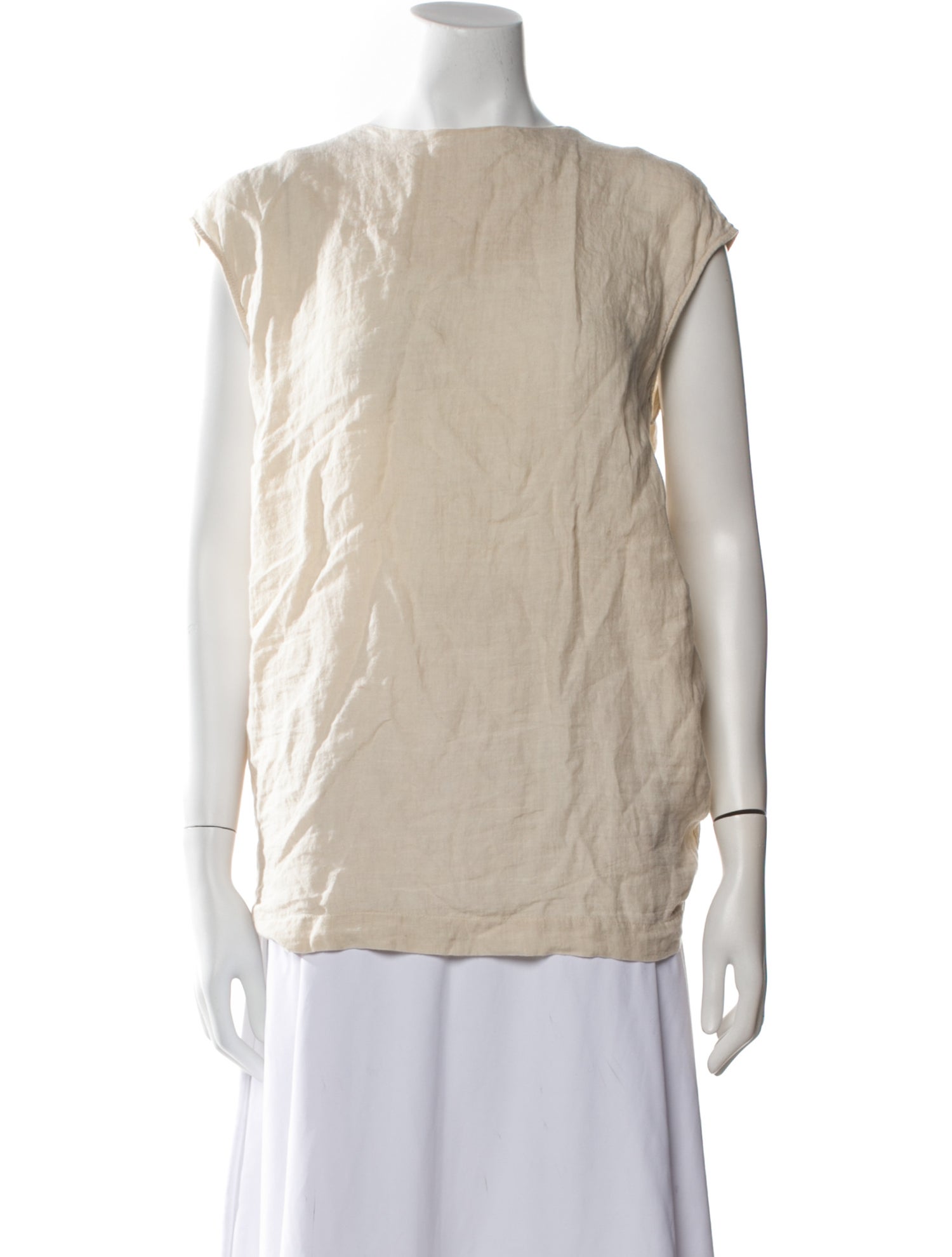 Lauren Manoogian Linen Bateau Neckline Blouse