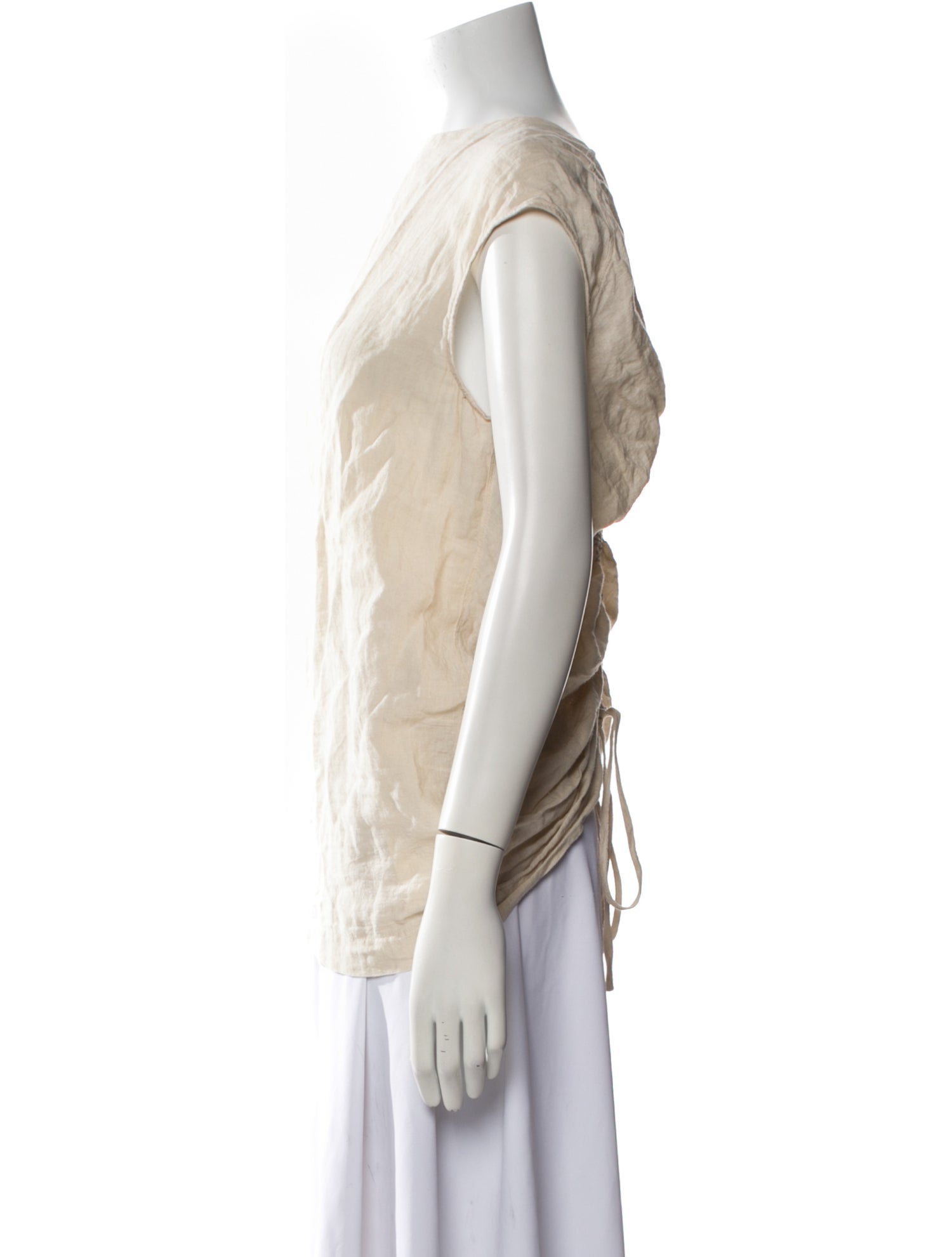 Lauren Manoogian Linen Bateau Neckline Blouse