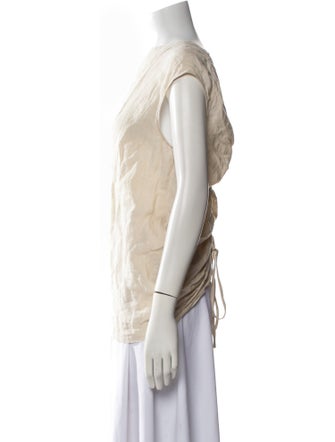 Lauren Manoogian Linen Bateau Neckline Blouse