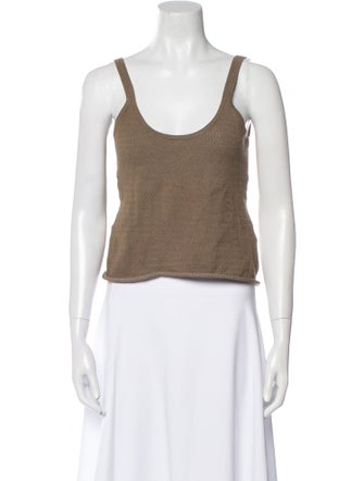 Lauren Manoogian Scoop Neck Sleeveless Crop Top