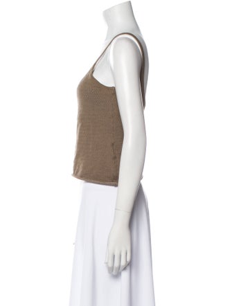 Lauren Manoogian Scoop Neck Sleeveless Crop Top