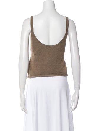 Lauren Manoogian Scoop Neck Sleeveless Crop Top