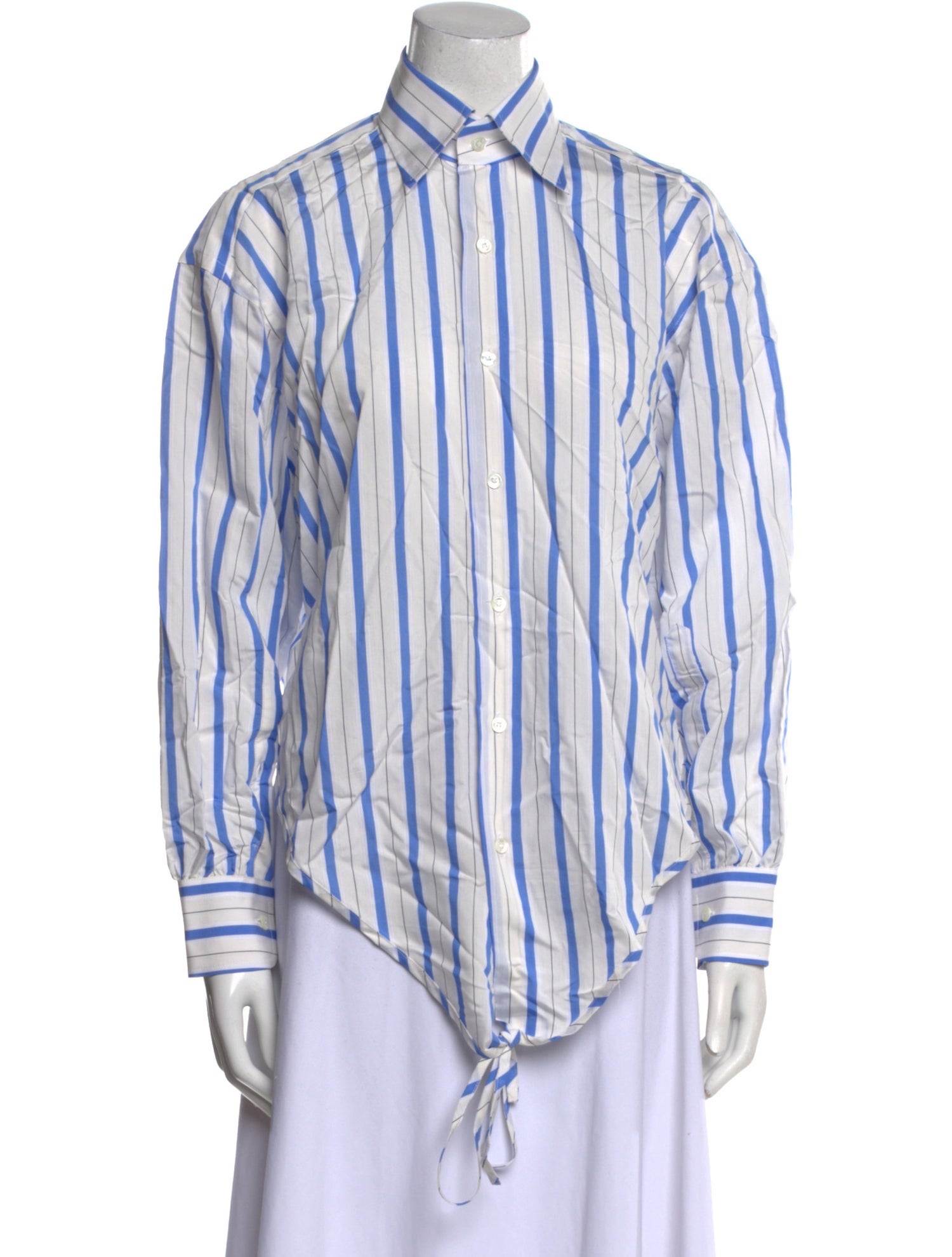 Woera Striped Long Sleeve Button-Up Top
