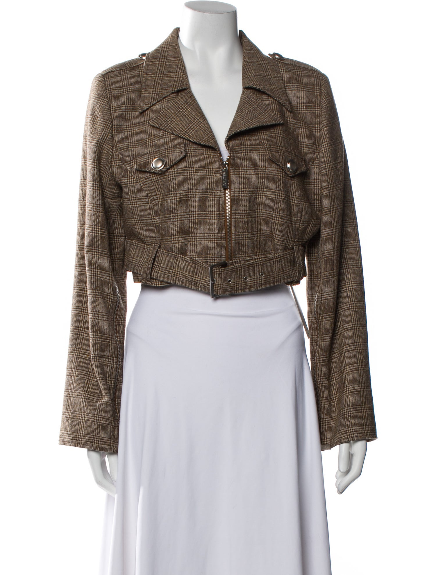 Walter Wool Plaid Print Biker Jacket