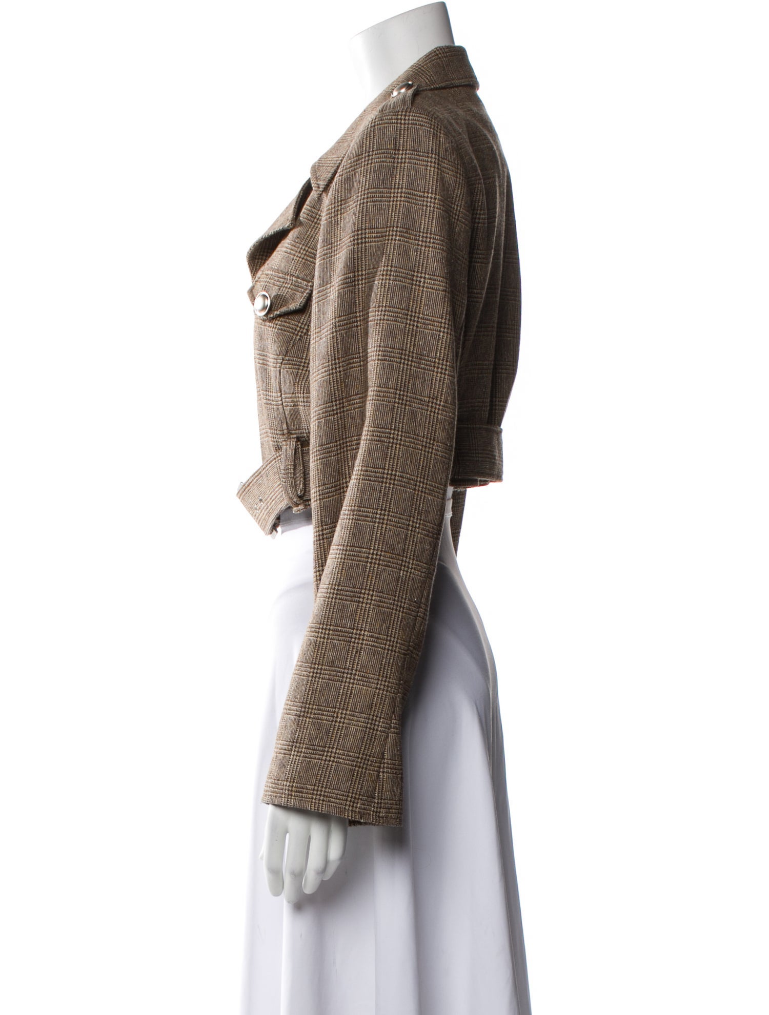 Walter Wool Plaid Print Biker Jacket