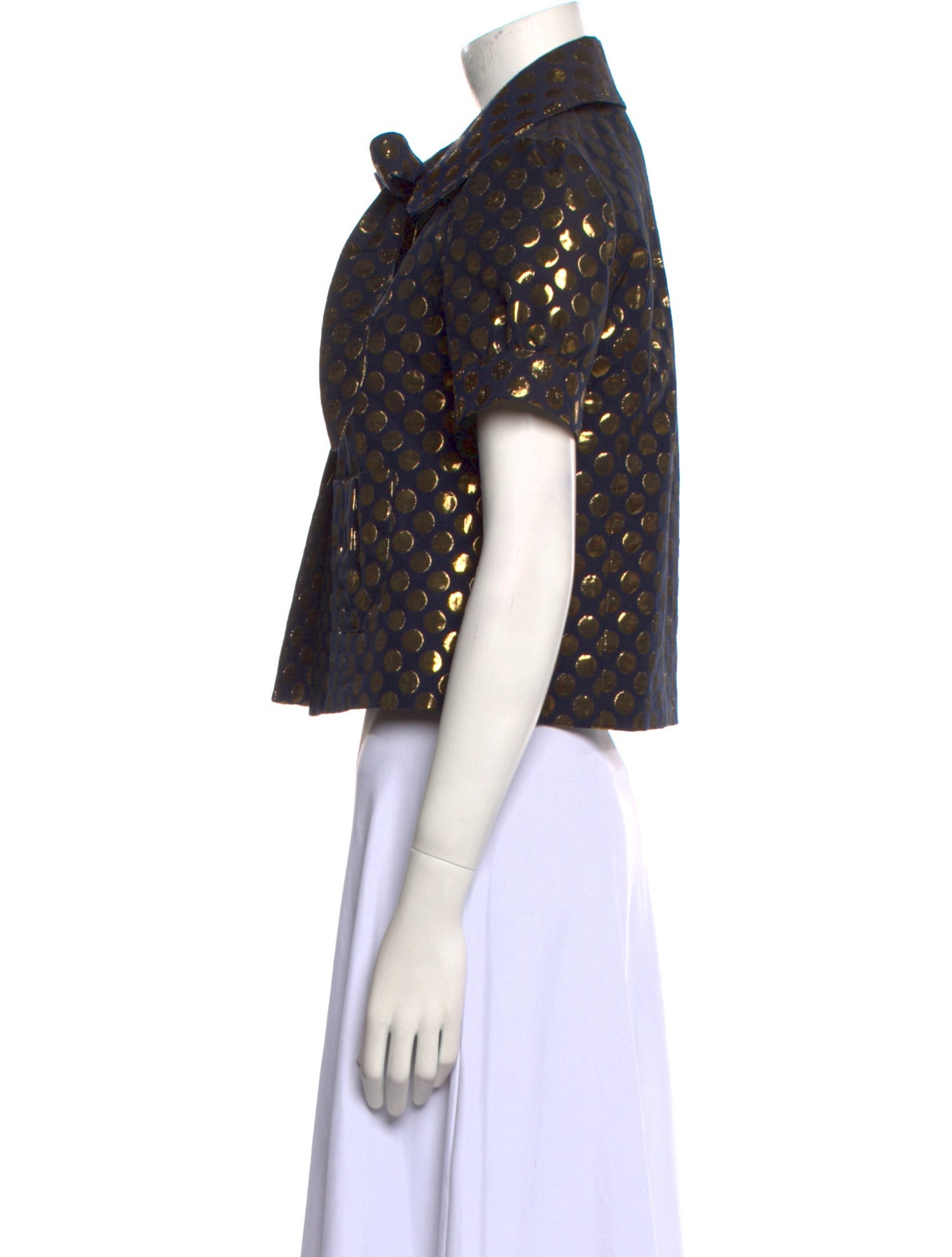 Walter Polka Dot Print Short Sleeve Button-Up Top