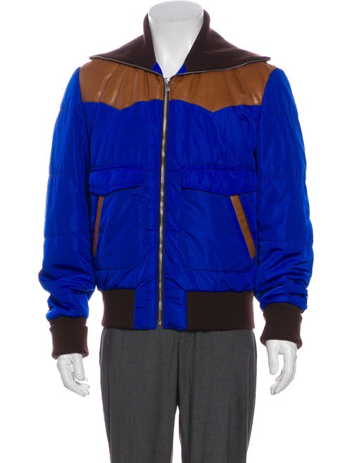 Wales Bonner Colorblock Pattern Puffer Coat Blue