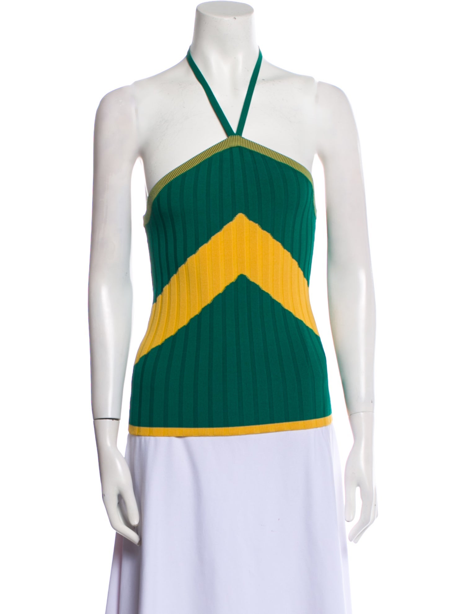 Wales Bonner Colorblock Pattern Halterneck Top