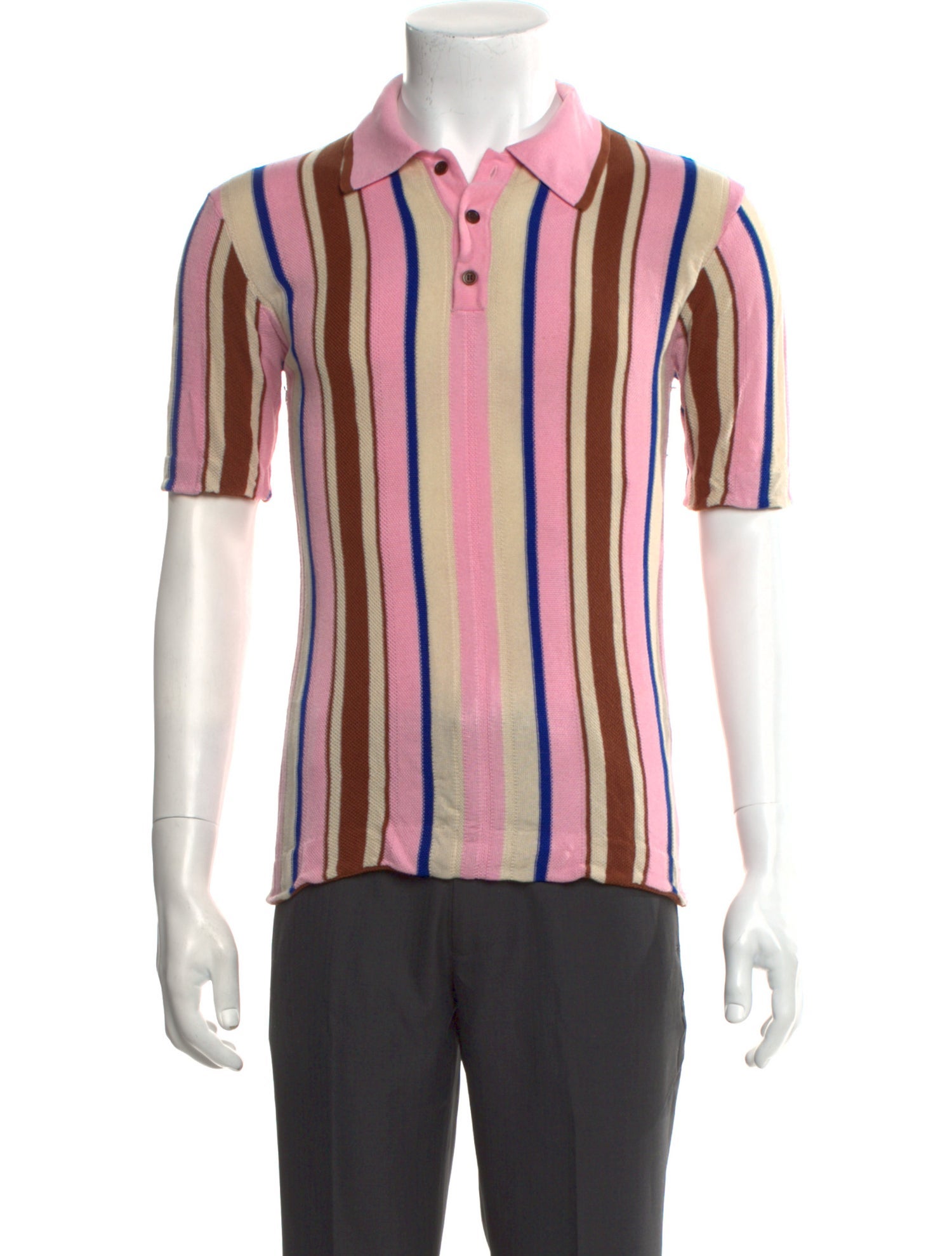 Wales Bonner Striped Collar Polo Shirt