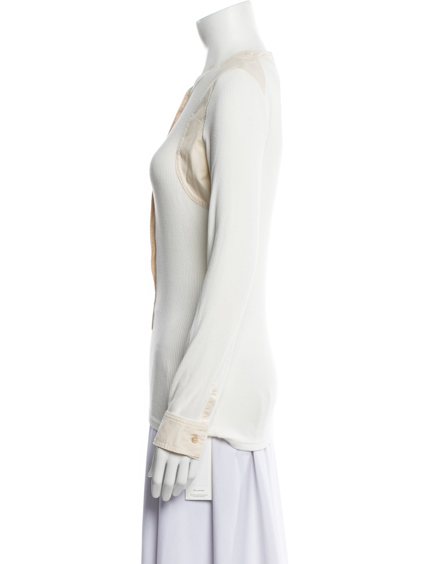 Wales Bonner Mock Neck Long Sleeve Button-Up Top