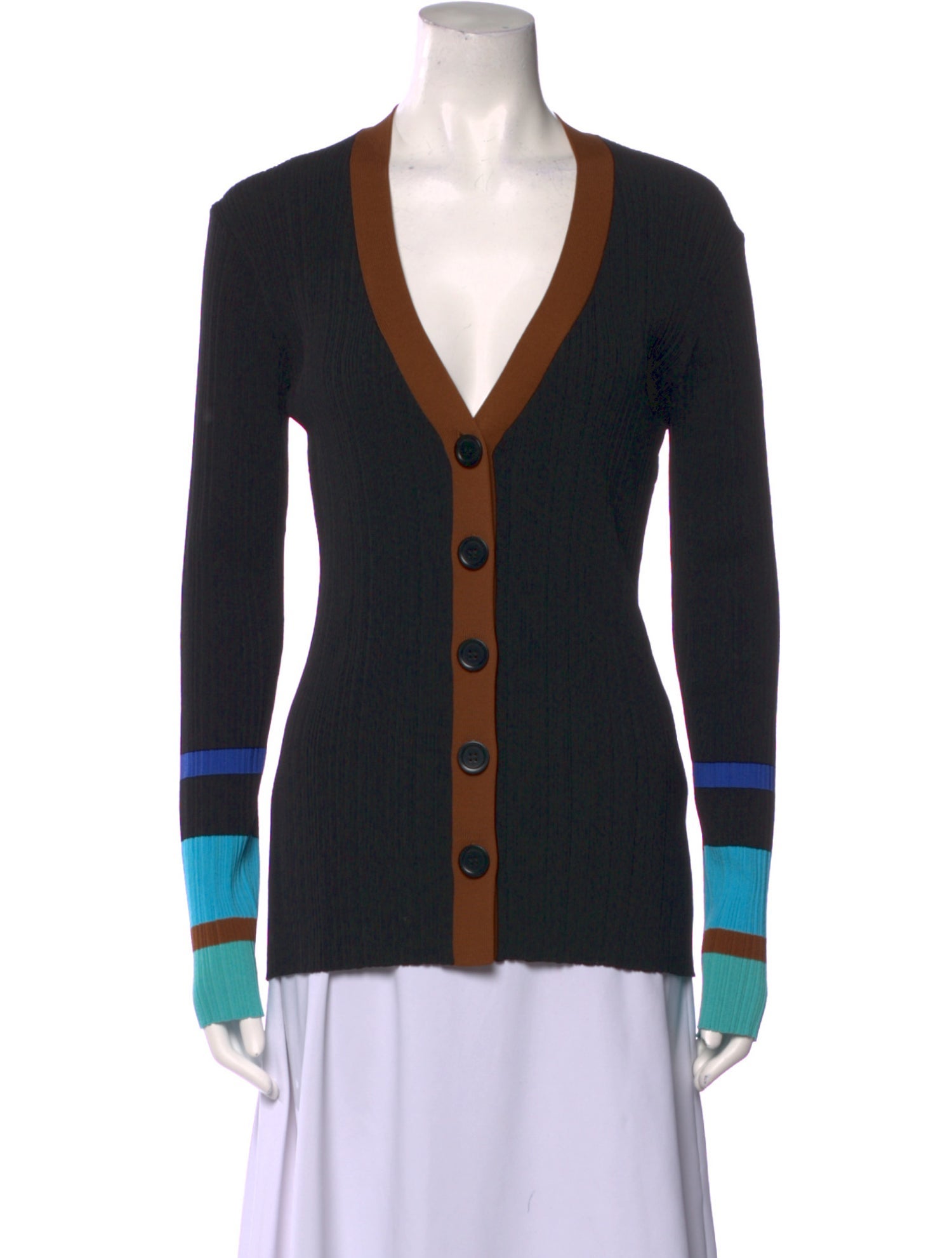 Wales Bonner Colorblock Pattern V-Neck Sweater