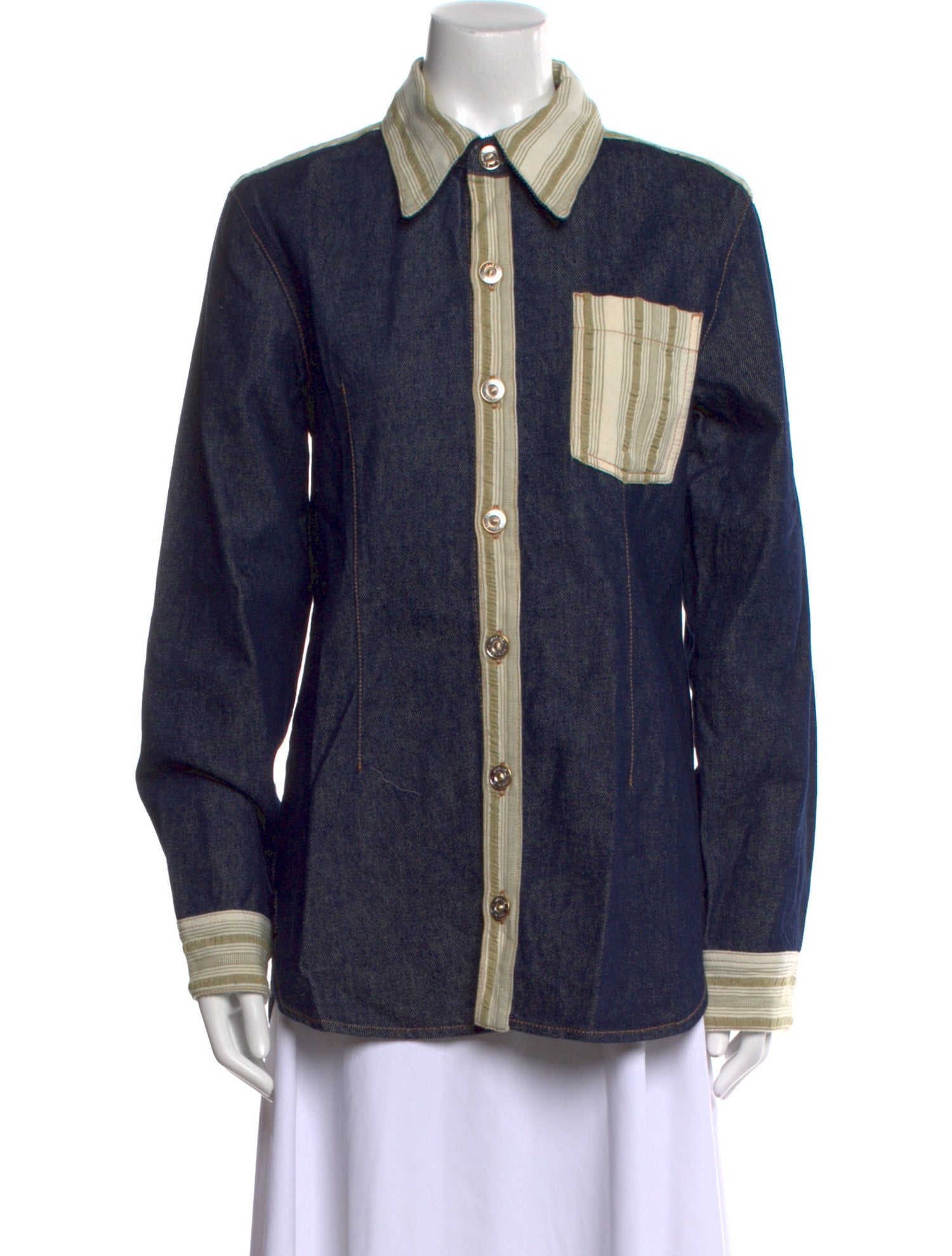 Wales Bonner Striped Long Sleeve Button-Up Top w/ Tags