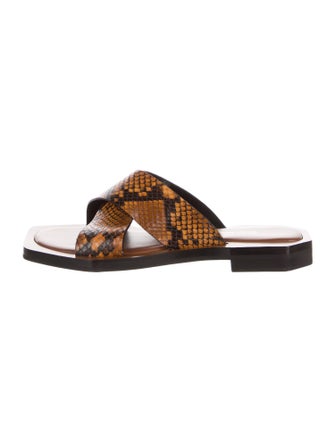 Wales Bonner Leather Animal Print Slides