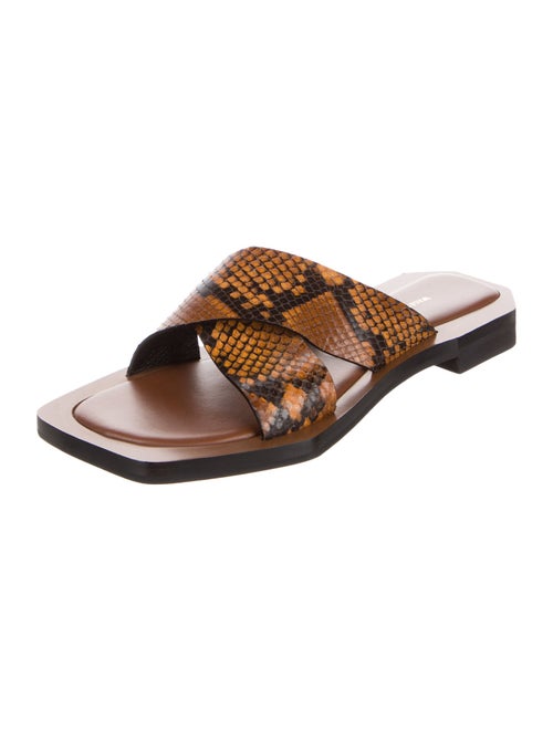 Wales Bonner Leather Animal Print Slides