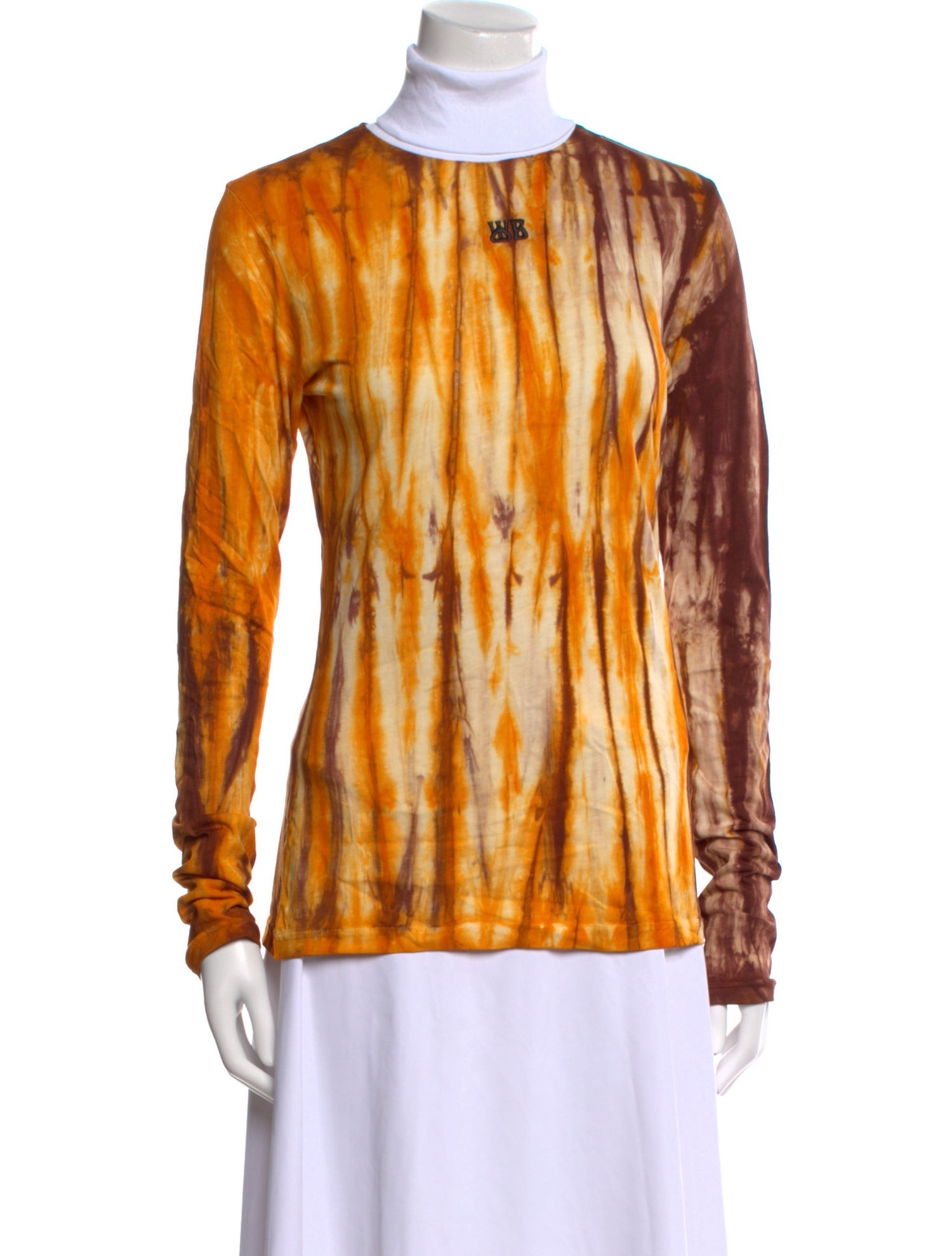 Wales Bonner Tie-Dye Print Mock Neck Blouse