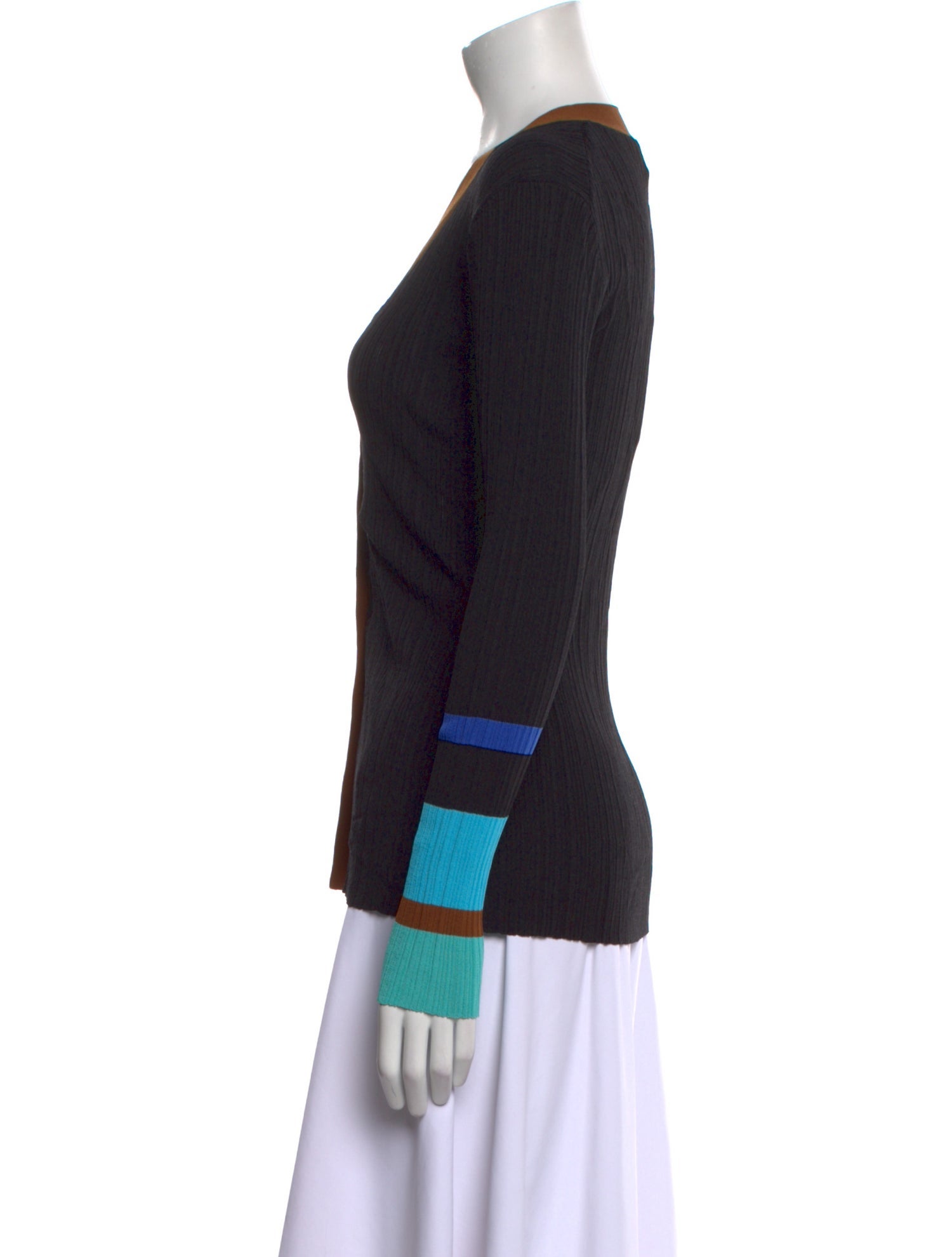 Wales Bonner Colorblock Pattern V-Neck Sweater w/ Tags