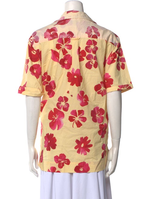 Wales Bonner Floral Print Short Sleeve Button-Up Top