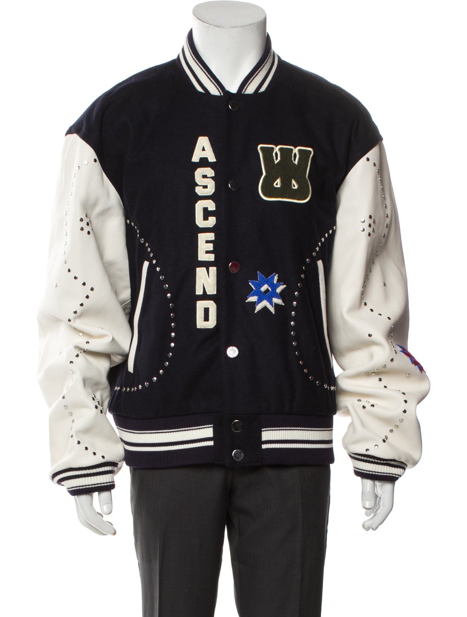 Wales Bonner Wool Graphic Print Varsity Jacket