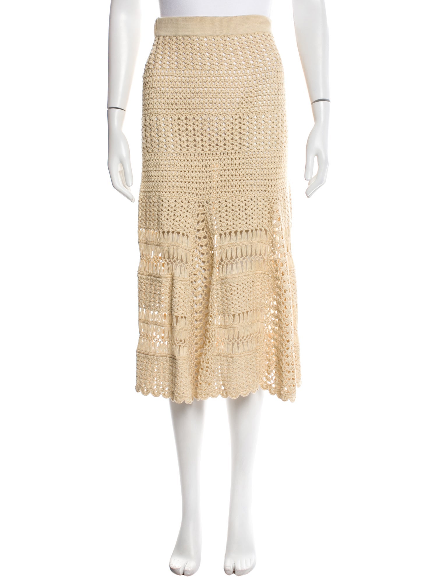 Wales Bonner Lace Pattern Midi Length Skirt