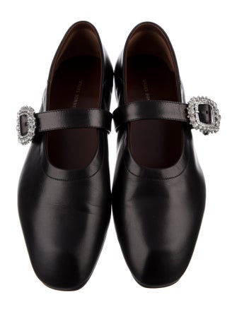 Wales Bonner Leather Crystal Embellishments Mary Jane Flats