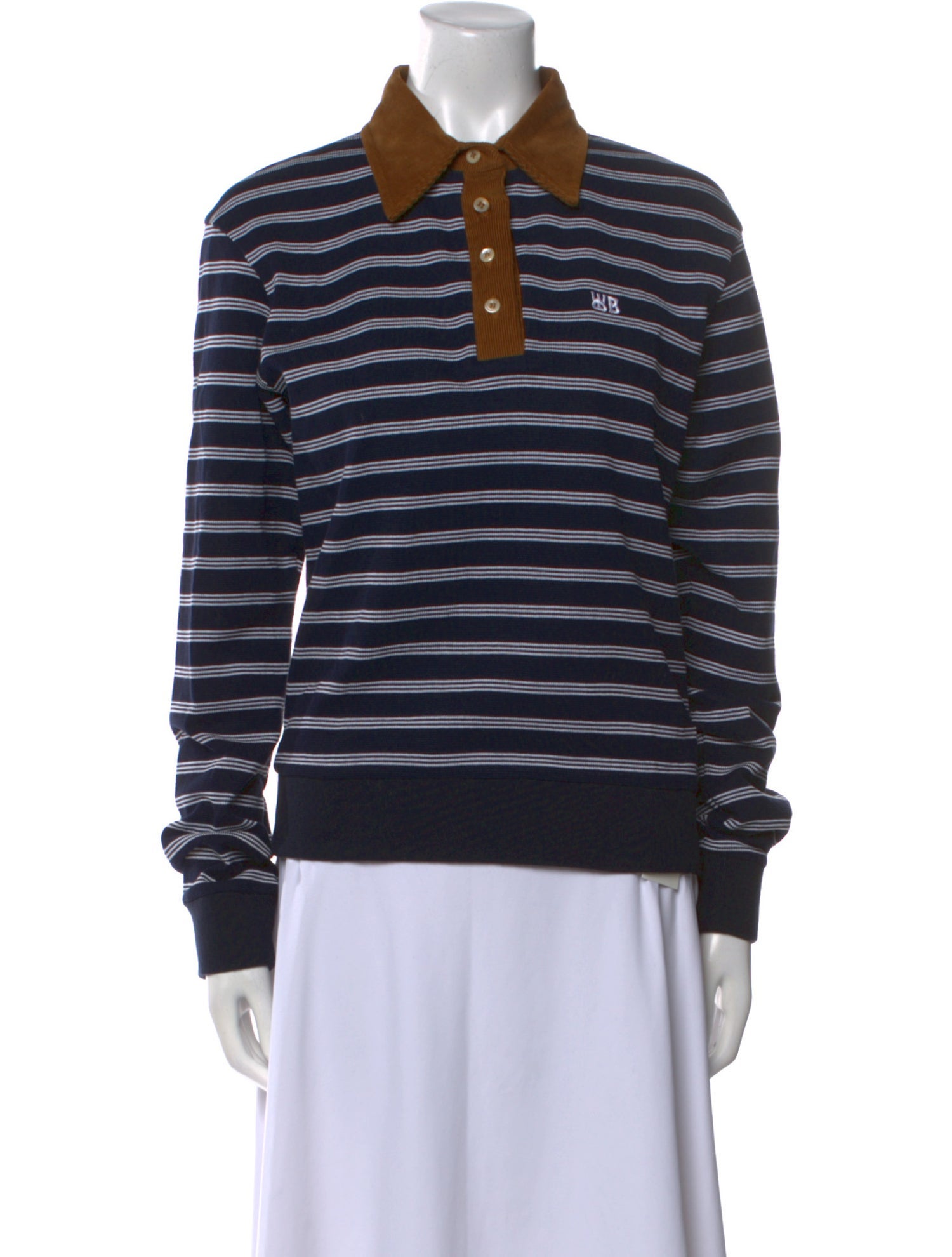 Wales Bonner Striped Long Sleeve Polo