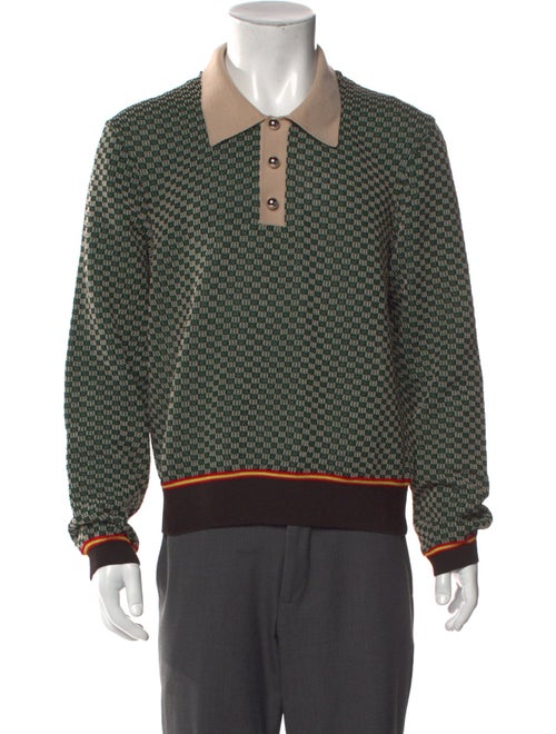 Wales Bonner Printed Collar Polo Sweater