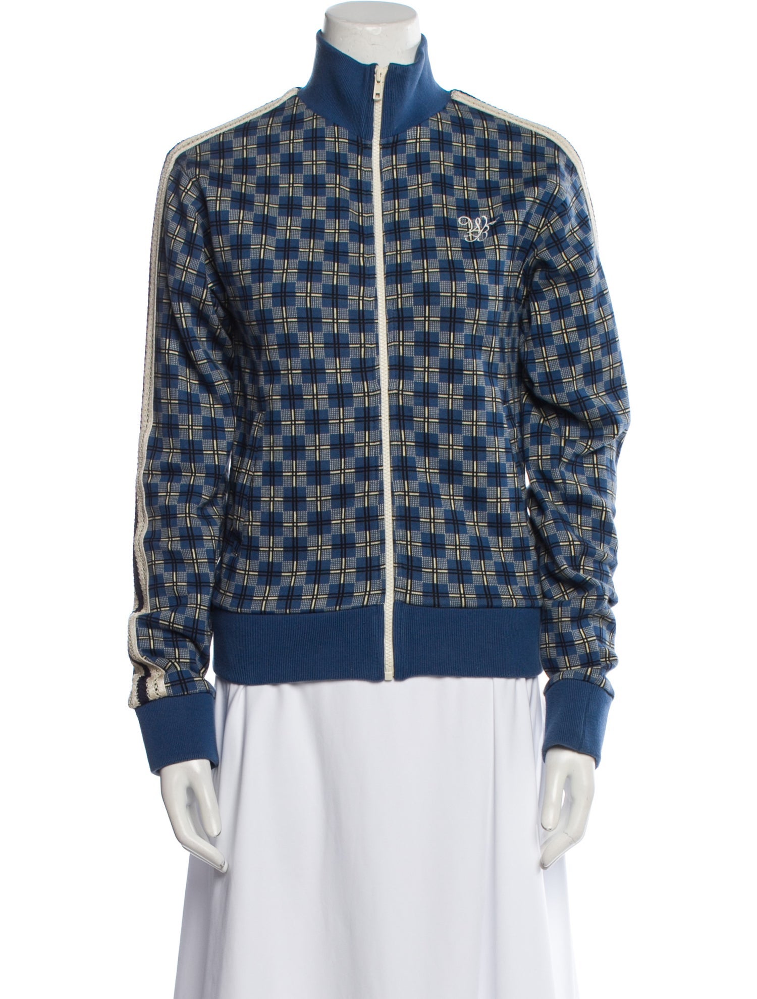 Wales Bonner Plaid Print Track Plaid Print Bomber Jacket